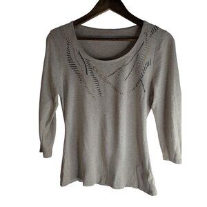 Coldwater Creek Scoop Neck Womens Sz XS Cotton/Modal Beaded Neutral Capsule